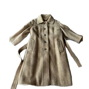 Vintage Lorendale Wool Camel Belted Trench Coat Women's Size Medium